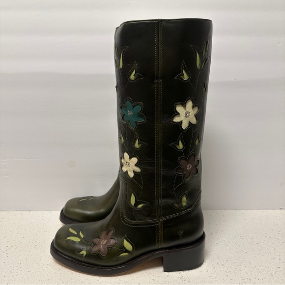 Frye Campus 14L Anthropologie Floral Olive Green Boot NIB 9.5 - Picture 5 of 5
